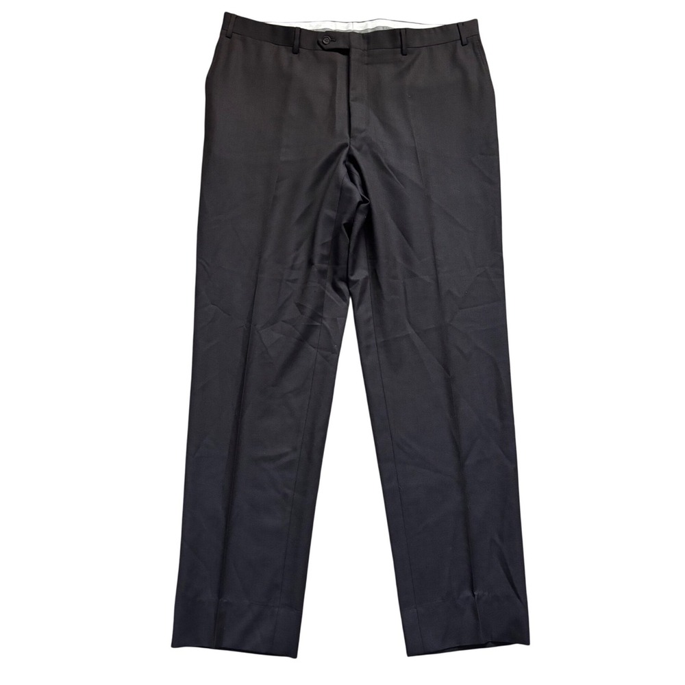 Canali 100% Wool Dress Pants Men 38x32 Dark Gray Brown Straight Made in Italy